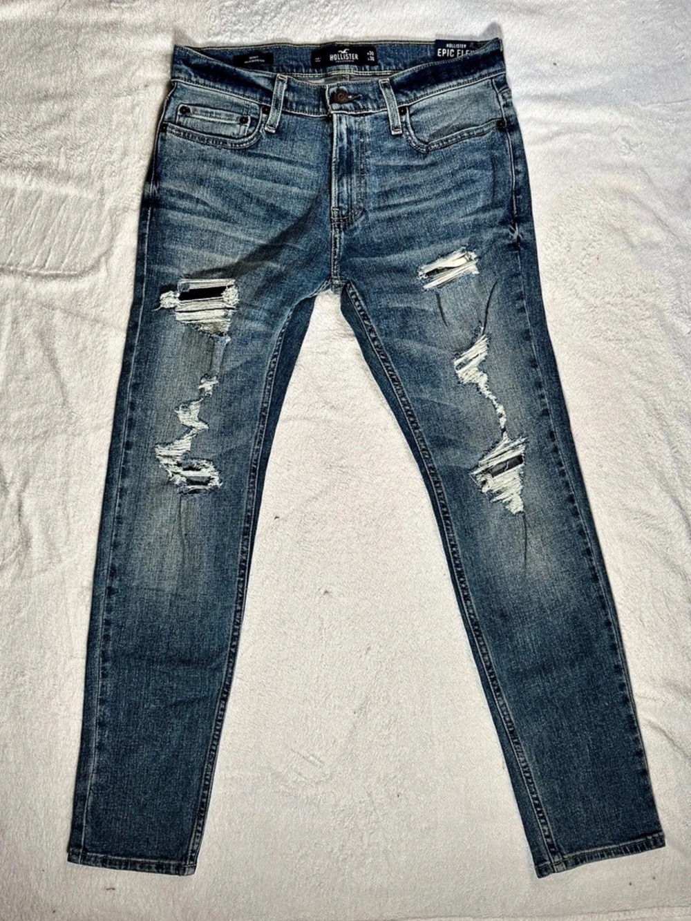 Hollister Epic Flex Distressed Skinny Jeans Waist 30 in Blue